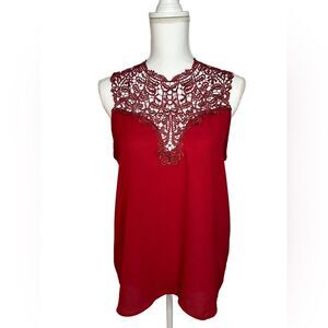 Blue Sketch Red Lace Women's Top Size L